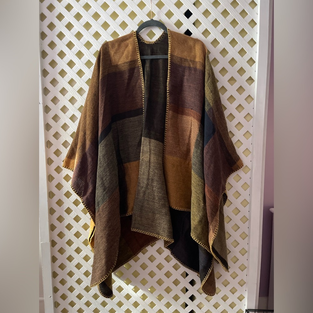 Multicolor Open Front Poncho